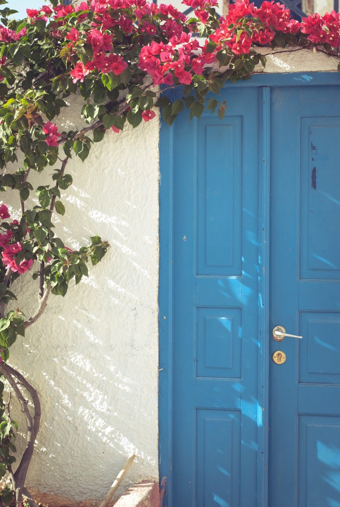 Oia village, Santorini blue doors. Greece