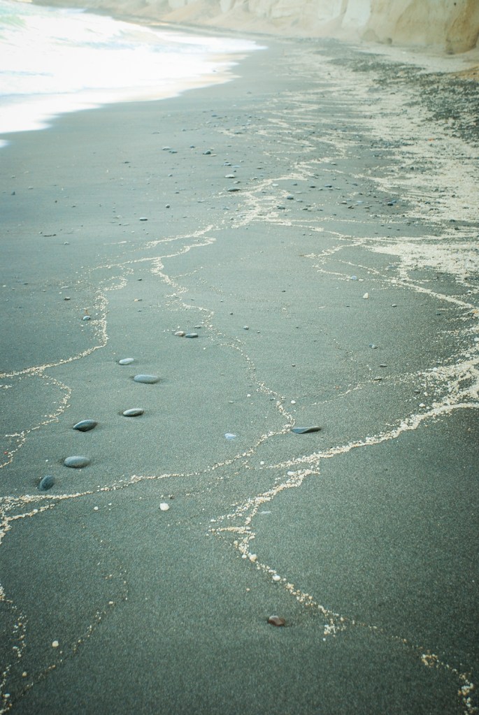 Santorini black sand.