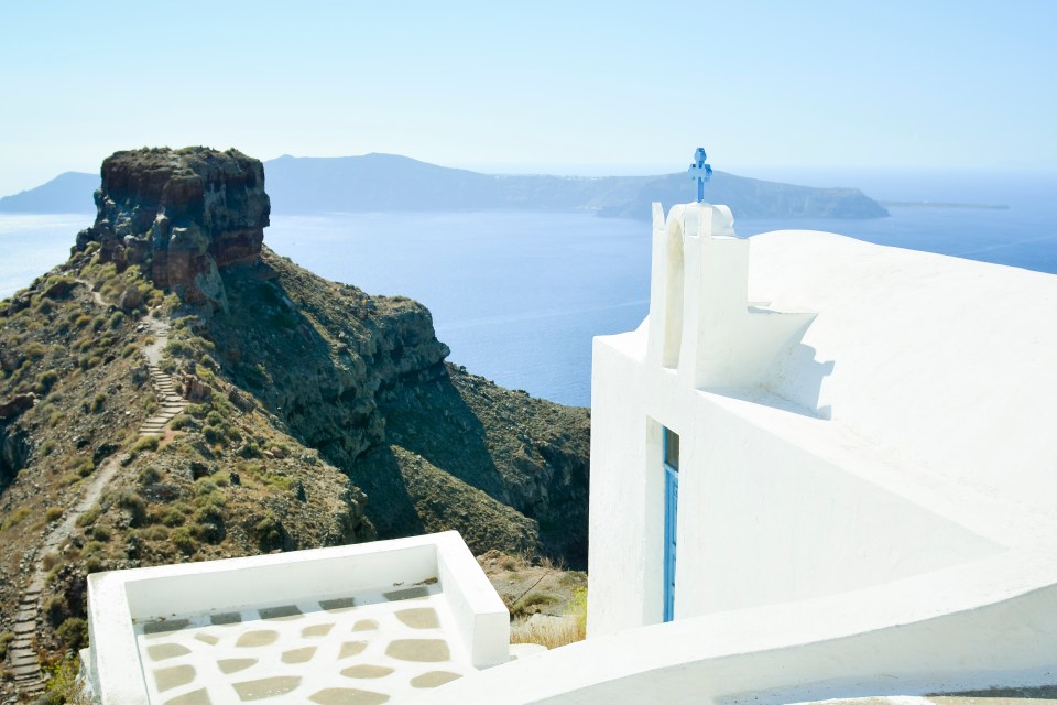 Santorini white church