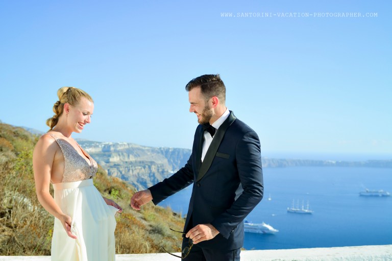 Amazing first look in Santorini