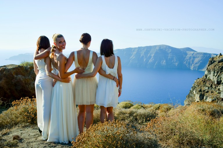 Bridesmaids at Imerovigli