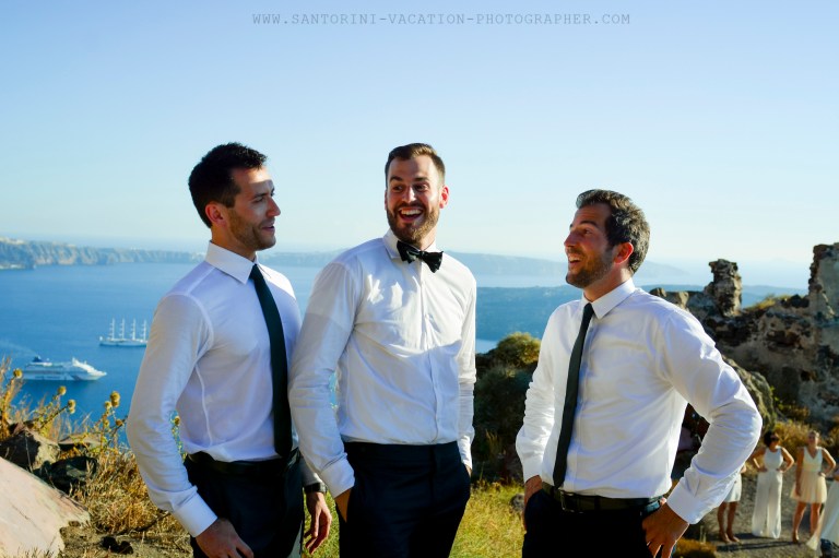 Groomsmen at Skaros rock