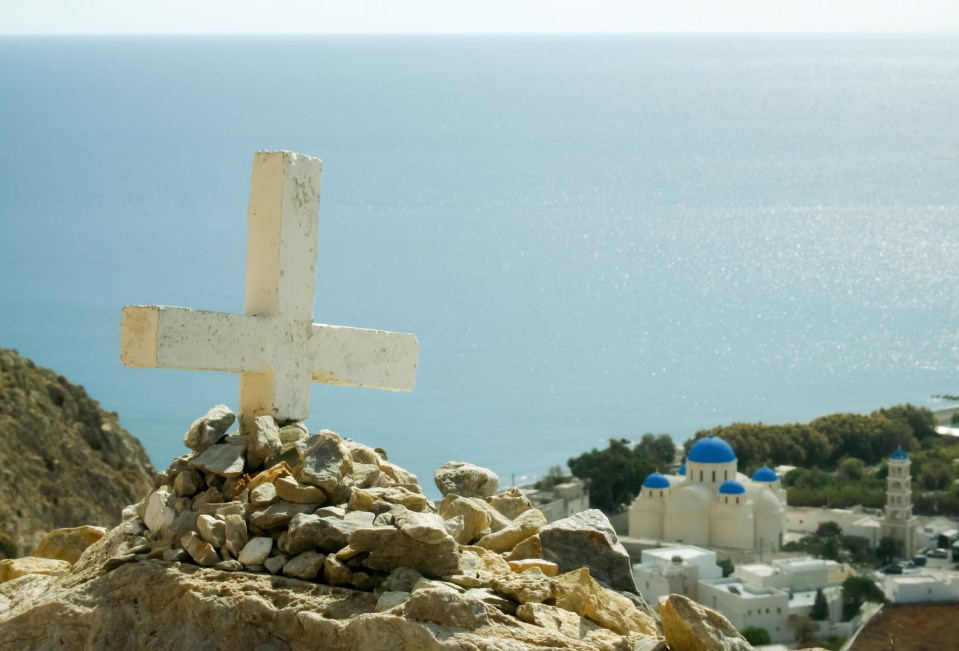 On the road to Ancient Thera. Santorini.