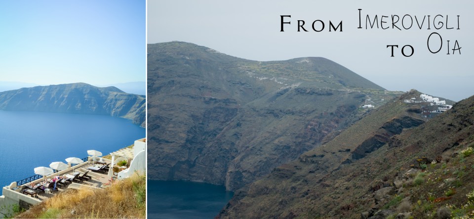 Hike from village Imerovigli to village Oia. Santorini. 