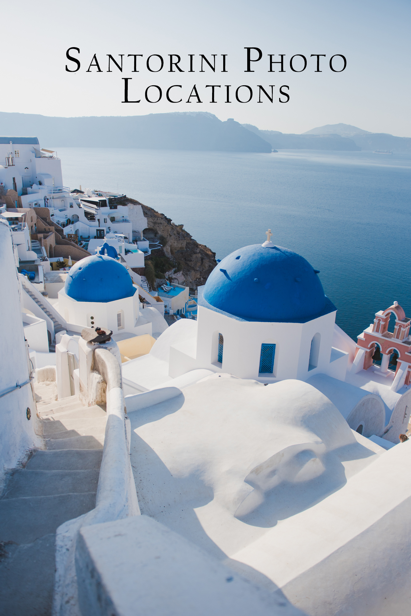 Iconic blue domes in Oia, Santorini.