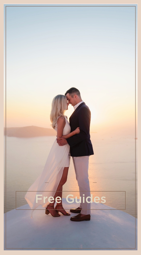 Romantic Santorini photoshoot. Santorini Tips and Guides.
