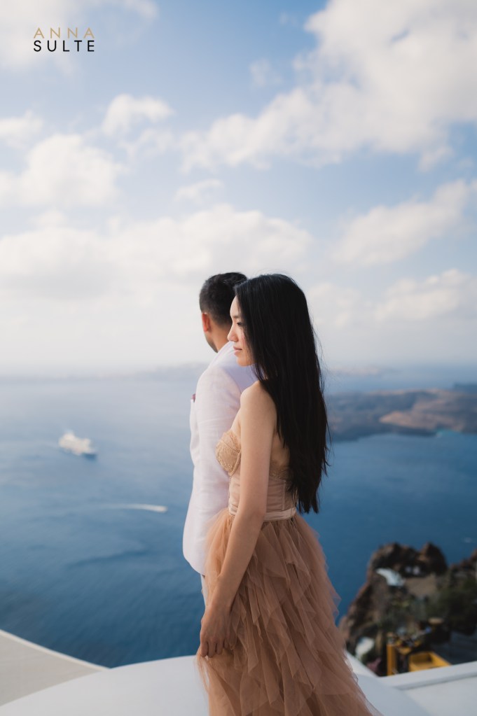 Caldera view in Santorini with a couple