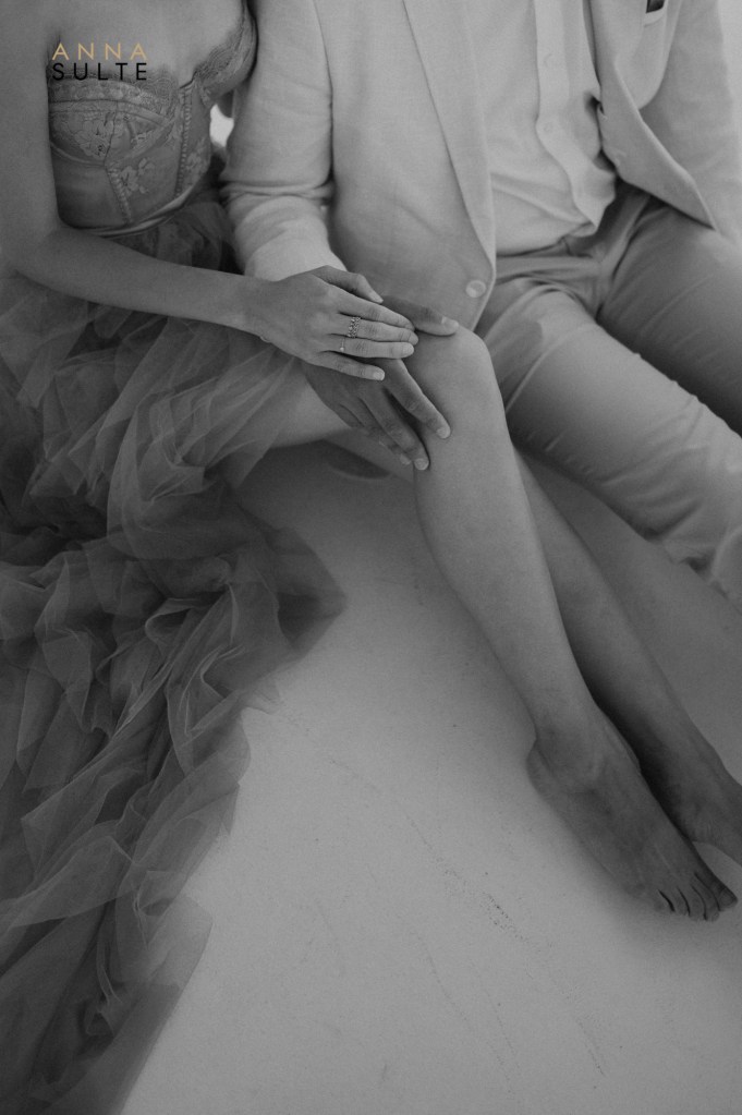 Close up photo of a couple in Santorini