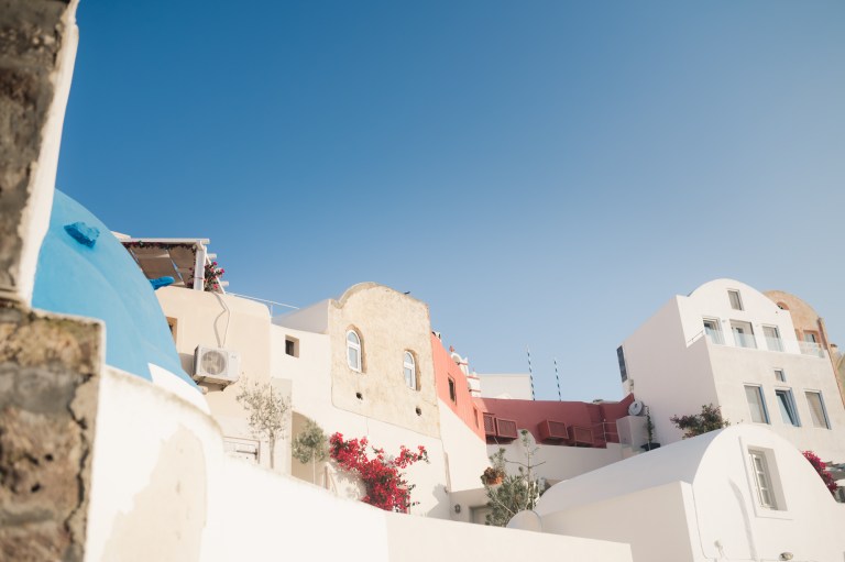 Photo of white houses in Santorini.