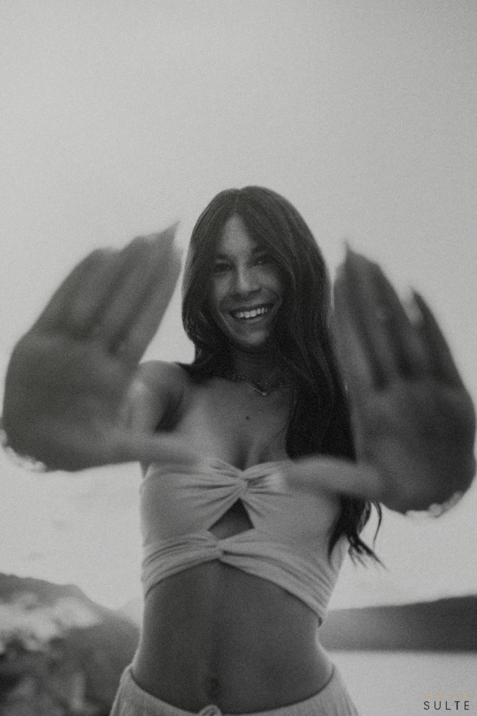 Creative shot with a teen in Santorini.