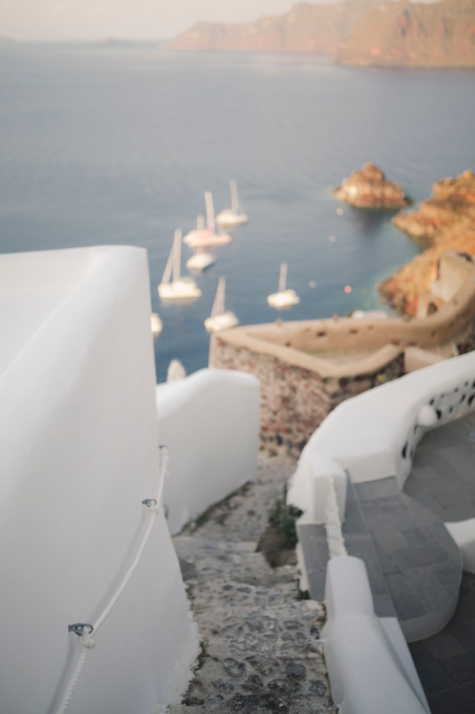 Steps down to the beach. Oia village, Santorini. Greece